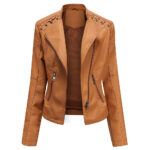 Women Brown Leather Coat Jacket