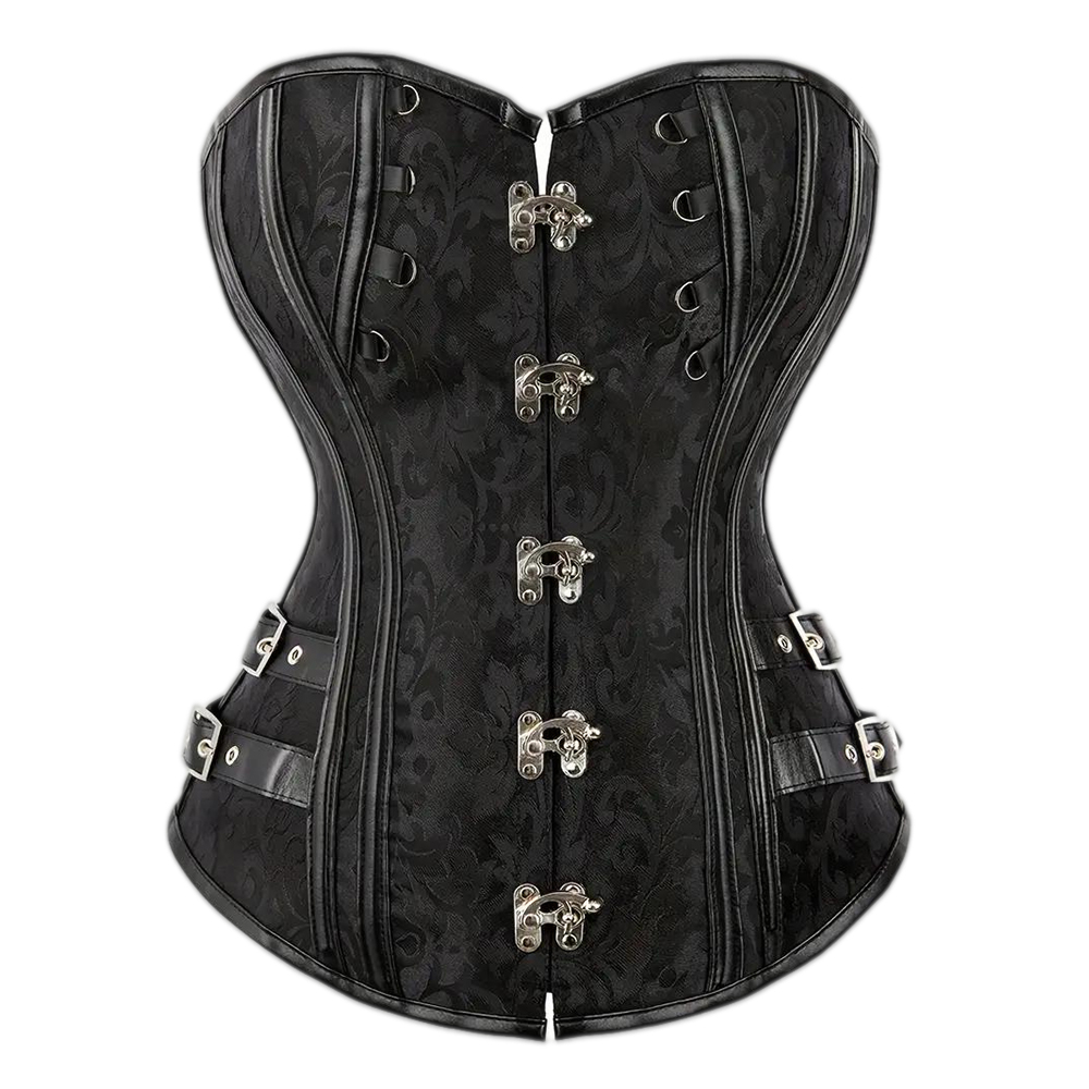 1 Sexy Corset With Chain Embroidery Floral Steampunk Corset - Image 1