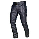 Men Pu Leather Casual Pants Punk Retro Goth Slim Fit