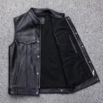 Men Fashion High Quality Leather Motorbike Vest Outdoor - Image 4