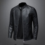 Spring Autumn Leather Jacket Men Stand Collar - Image 6