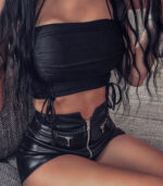 Women's High Waist Elastic Slim Fit PU Leather Shorts - Image 7