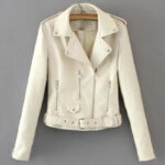 Lady Versatile Leather Long Sleeve Lapel Zipper Women Jacket