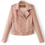 Lady Versatile Leather Long Sleeve Lapel Zipper Women Jacket - Image 6