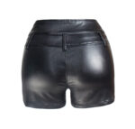 Women's High Waist Elastic Slim Fit PU Leather Shorts - Image 3