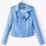 Lady Versatile Leather Long Sleeve Lapel Zipper Women Jacket - Image 2