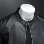 Spring Autumn Leather Jacket Men Stand Collar - Image 3