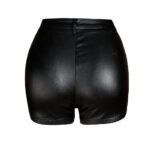Women High Waisted Elastic Drawstring Faux Leather Shorts - Image 7